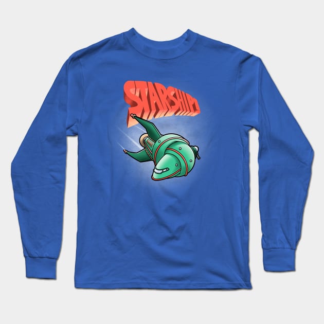 Starship Long Sleeve T-Shirt by Cromanart